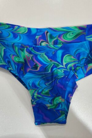 Calcinha Pala Alta Semi-fio Duplo Micro Beach Fantasy Blue