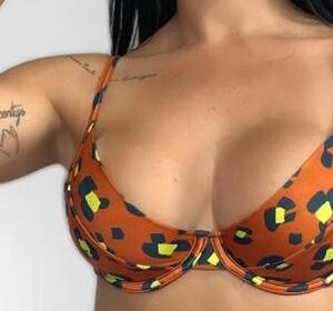 Top Meia Taça Micro Beach Oncinha Marrom