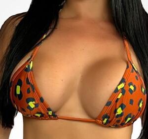 Top Cortininha Micro Beach Oncinha Marrom